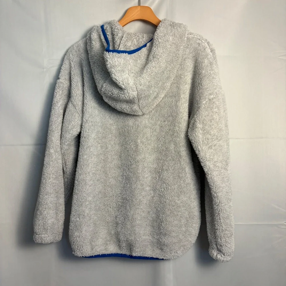 NHL St Louis Blues Girls Sherpa Fleece Hoodie Grey Blue Yellow Size M 10/12